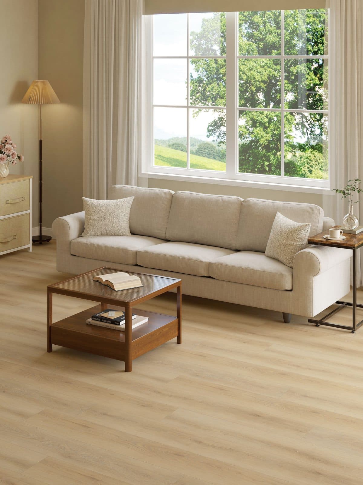 Buller Oak luxury vinyl plank flooring styled in a real interior