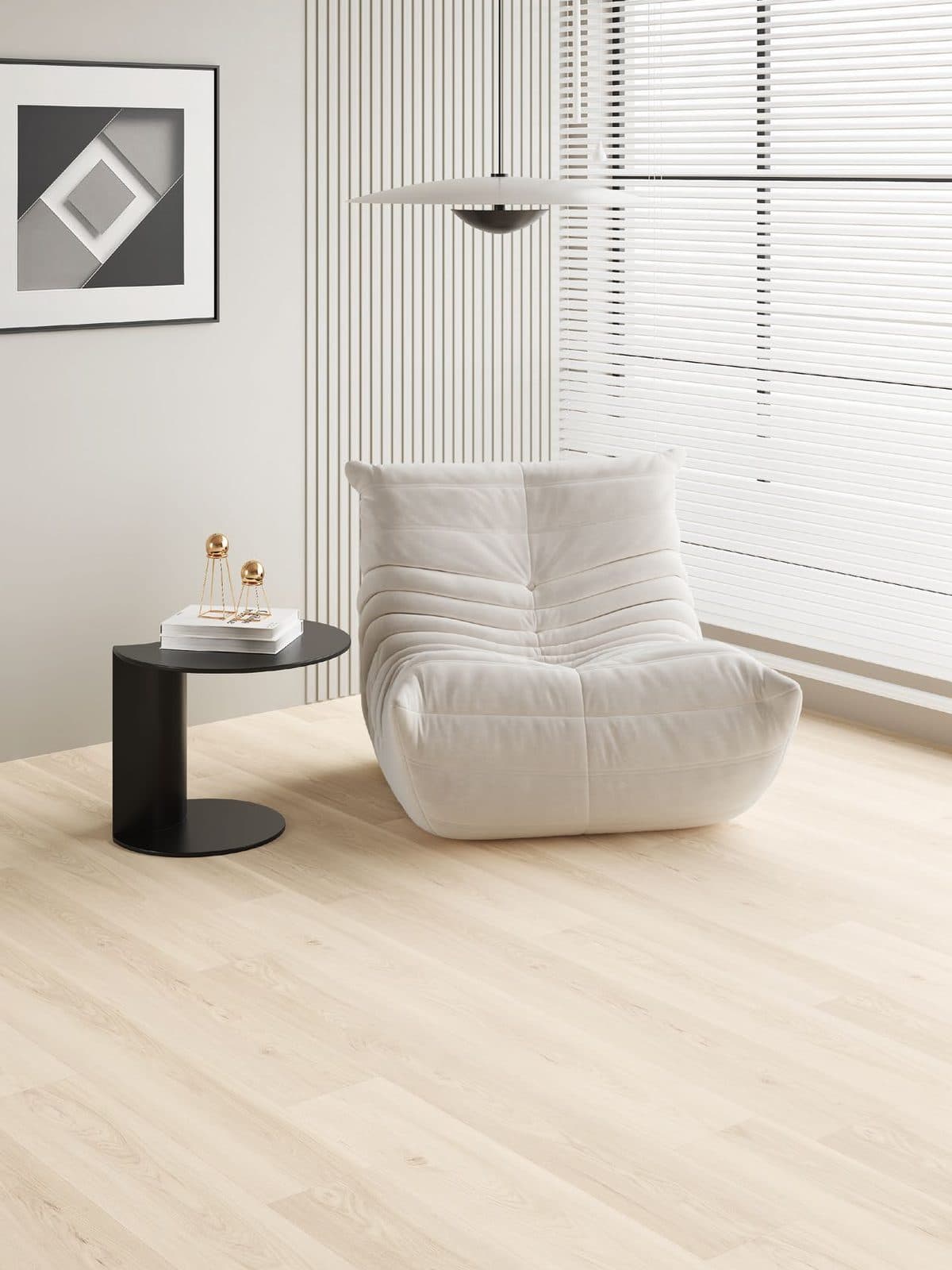 Chewelah Hickory luxury vinyl plank flooring styled in a real interior