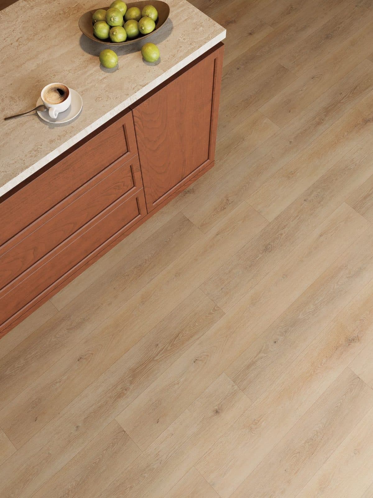 Milia Oak II luxury vinyl plank flooring styled in a real interior
